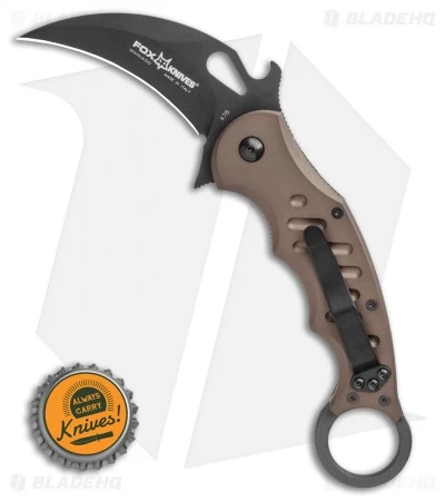 Fox Knives Karambit Folder Knife Brown Aluminum (3.2" Black) 4 Fox Knives Karambit Folder Knife Brown Aluminum (3.2" Black) - Image 4