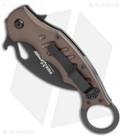 Fox Knives Karambit Folder Knife Brown Aluminum (3.2" Black) 2 Fox Knives Karambit Folder Knife Brown Aluminum (3.2" Black) - Image 2