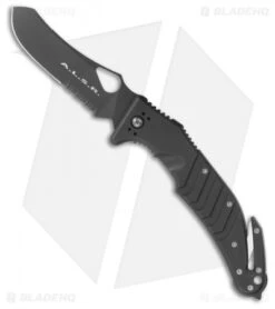 Fox Knives A.L.S.R. MILSPEC Folding Knife Black Aluminum (3.875" Black Serr)