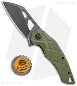 Fox Knives Defcon 5 Atrax Flipper Folding Knife OD Green G10 (3.5" Black SW) -Fox Knives Shop Fox Knives Defcon 5 Atrax Flipper OD Green G 10 Smokewash BHQ 115430 jr bottlecap