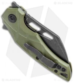 Fox Knives Defcon 5 Atrax Flipper Folding Knife OD Green G10 (3.5" Black SW) -Fox Knives Shop Fox Knives Defcon 5 Atrax Flipper OD Green G 10 Smokewash BHQ 115430 jr side