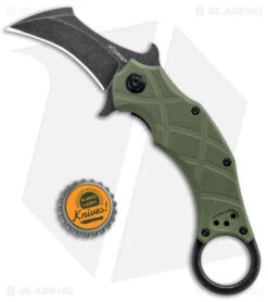 Fox Knives Defcon 5 The Claw Karambit Folder Knife OD Green G-10 (2.4" Black SW) -Fox Knives Shop Fox Knives Defcon 5 The Claw Karambit OD Green G 10 Smokewash BHQ 115439 jr bottlecap