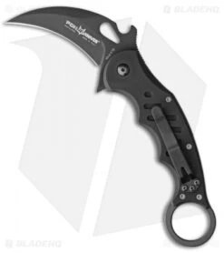 Fox Knives Karambit Folder Knife Black Aluminum (3.2" Black)
