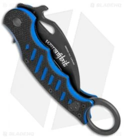 Fox Knives Karambit Folder Liner Lock Knife Black/Blue G-10 (3.1" Black) 479BB -Fox Knives Shop Fox Knives Karambit Folder LL Black Blue G 10 Black BHQ 75548 jr side