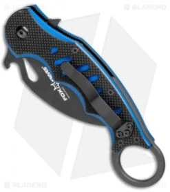 Fox Knives Karambit Folder Liner Lock Knife Black/Blue G-10 (3.1" Black) 479BB -Fox Knives Shop Fox Knives Karambit Folder LL Black Blue G 10 Black BHQ 75548 jr spine
