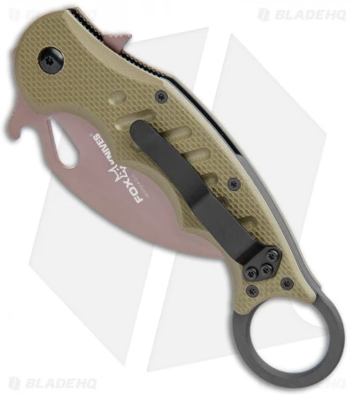 Fox Knives Desert Warrior Karambit Folder Knife OD Green G-10 (2.9" Copper PVD) 2 Fox Knives Desert Warrior Karambit Folder Knife OD Green G-10 (2.9" Copper PVD) - Image 2