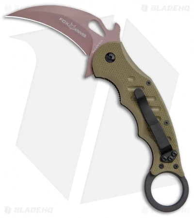 Fox Knives Desert Warrior Karambit Folder Knife OD Green G-10 (2.9" Copper PVD) 1 Fox Knives Desert Warrior Karambit Folder Knife OD Green G-10 (2.9" Copper PVD)