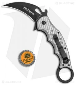Fox Knives Karambit Liner Lock Knife Silver Twill G-10 (3.1" Black) 479ST -Fox Knives Shop Fox Knives Karambit Folder LL Silver Twill G 10 Black BHQ 78479 jr bottlecap