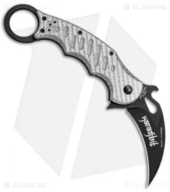 Fox Knives Karambit Liner Lock Knife Silver Twill G-10 (3.1" Black) 479ST -Fox Knives Shop Fox Knives Karambit Folder LL Silver Twill G 10 Black BHQ 78479 jr left