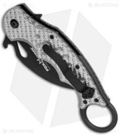 Fox Knives Karambit Liner Lock Knife Silver Twill G-10 (3.1" Black) 479ST -Fox Knives Shop Fox Knives Karambit Folder LL Silver Twill G 10 Black BHQ 78479 jr spine