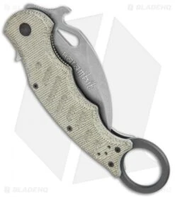 Fox Knives Karambit Folding Knife Green Micarta (3.1" Stonewash) FOX479MISW -Fox Knives Shop Fox Knives Karambit Green Micarta SW FOX479MISW BHQ 118527 jr side