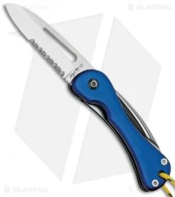 Fox Knives Sailing Knife Folding Knife Blue Aluminum (2.875" Satin Serr) FX233