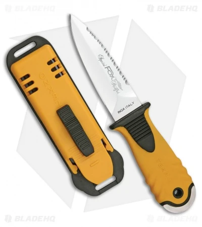 Fox Knives Tekno Sub Dive Knife Yellow Rubber (4" Polished Serr) FX-646/11 1 Fox Knives Tekno Sub Dive Knife Yellow Rubber (4" Polished Serr) FX-646/11