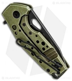 Fox Knives Vox Suru Frame Lock Flipper Knife Green (2.3" Black Stonewash) -Fox Knives Shop Fox Knives Vox Suru FL Green Black SW FX 526ALG BHQ 86407 jr side