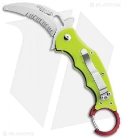 Fox Knives Folding Karambit Rescue Knife UV React Yellow (2.4" Satin) FX-599RSY