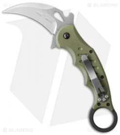 Fox Knives Karambit Folder Knife OD Green G-10 (3.1" Stonewash) 479ODSW